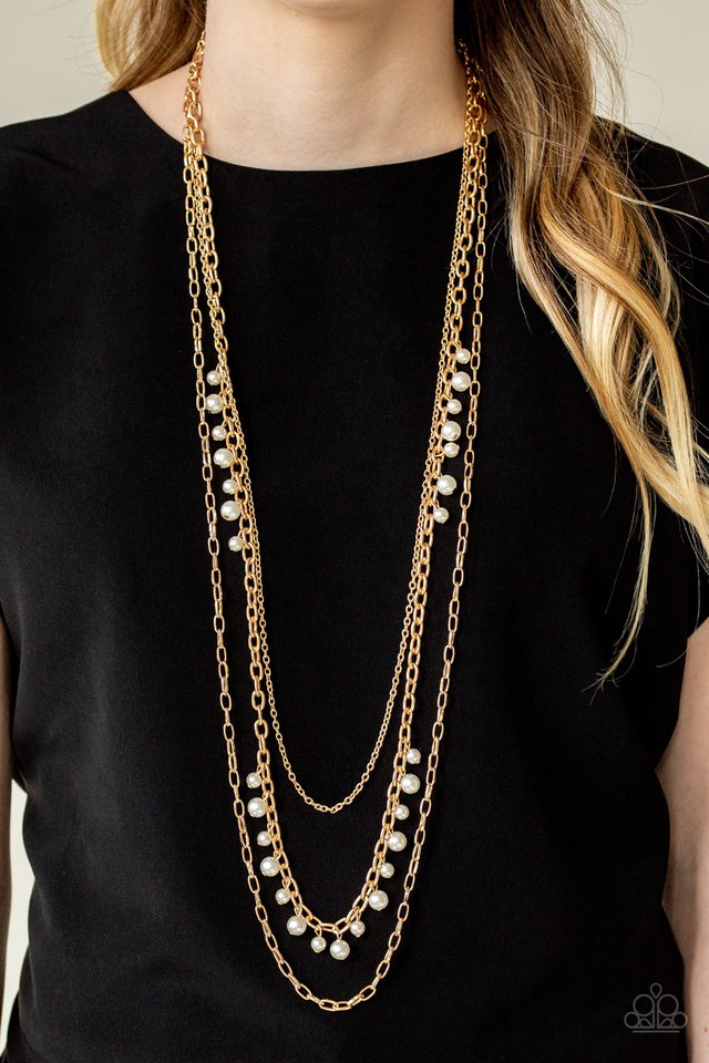 Paparazzi ♥ Pearl Pageant - Gold ♥ Necklace