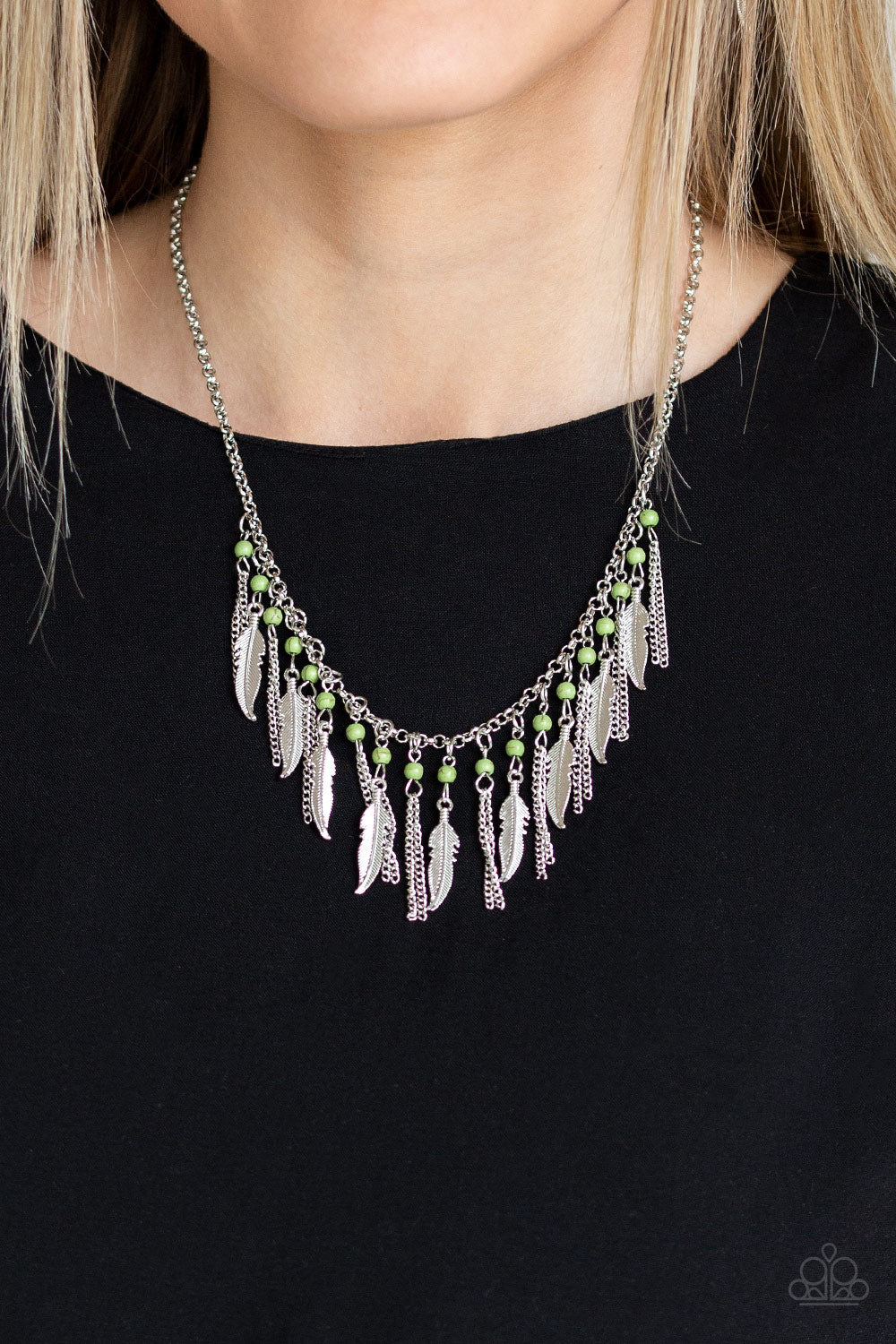 Paparazzi ♥ Feathered Ferocity - Green ♥  Necklace