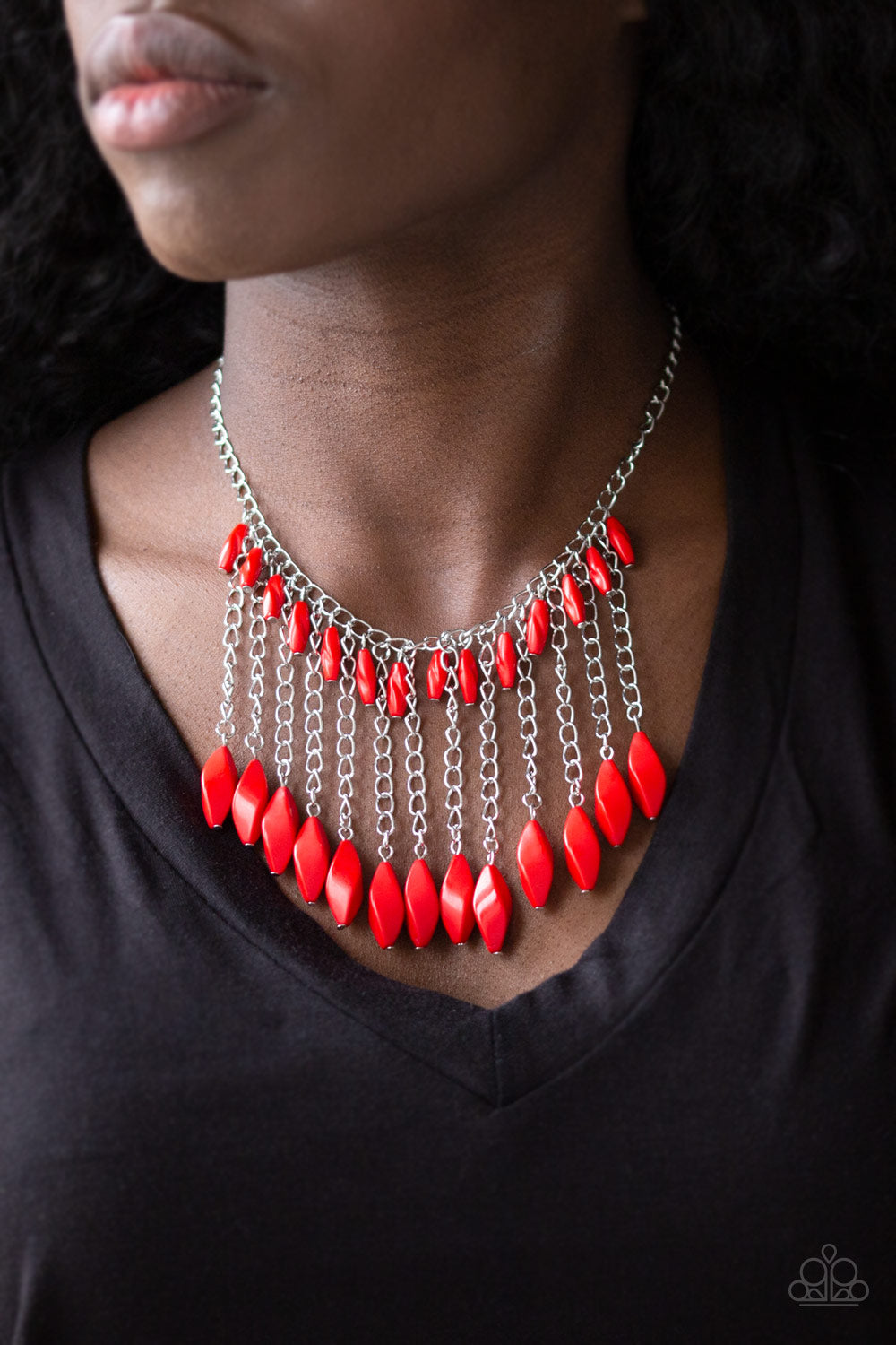 Paparazzi ♥ Venturous Vibes - Red ♥  Necklace