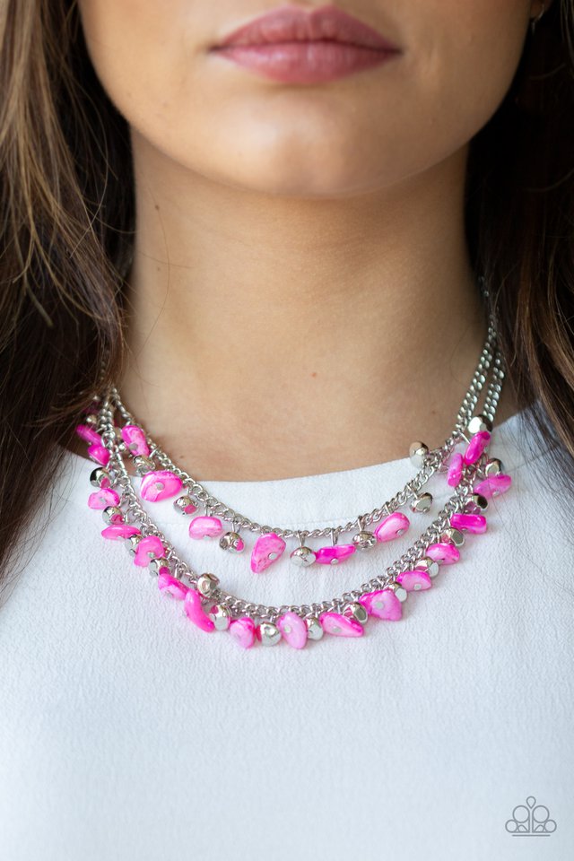 Paparazzi ♥ Pebble Pioneer - Pink ♥ Necklace