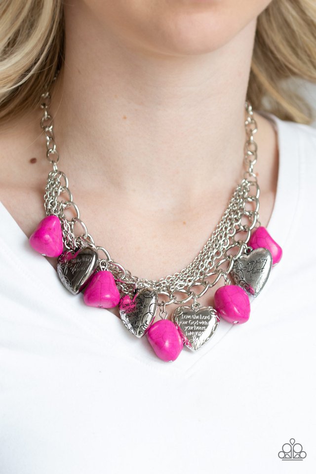 Paparazzi ♥ Change Of Heart 2 - Pink ♥ Necklace