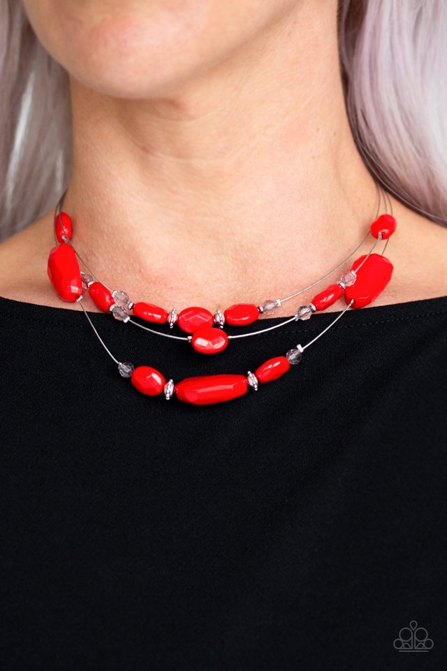 Paparazzi ♥ Radiant Reflections - Red ♥ Necklace