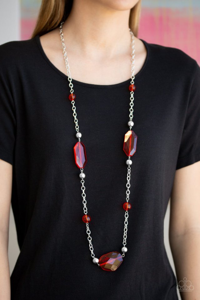 Paparazzi ♥ Crystal Charm - Red ♥ Necklace