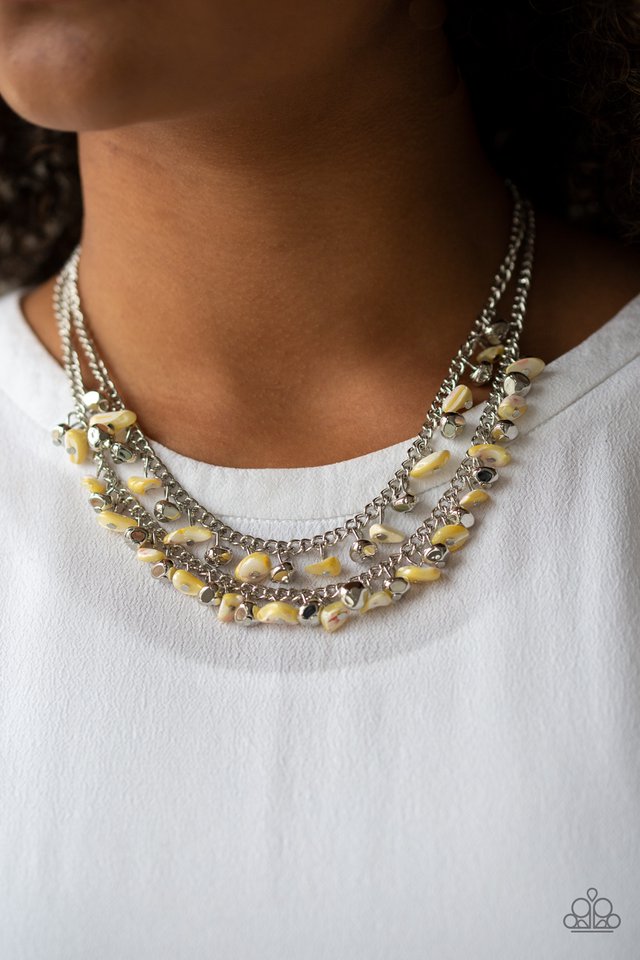 Paparazzi ♥ Pebble Pioneer - Yellow ♥ Necklace