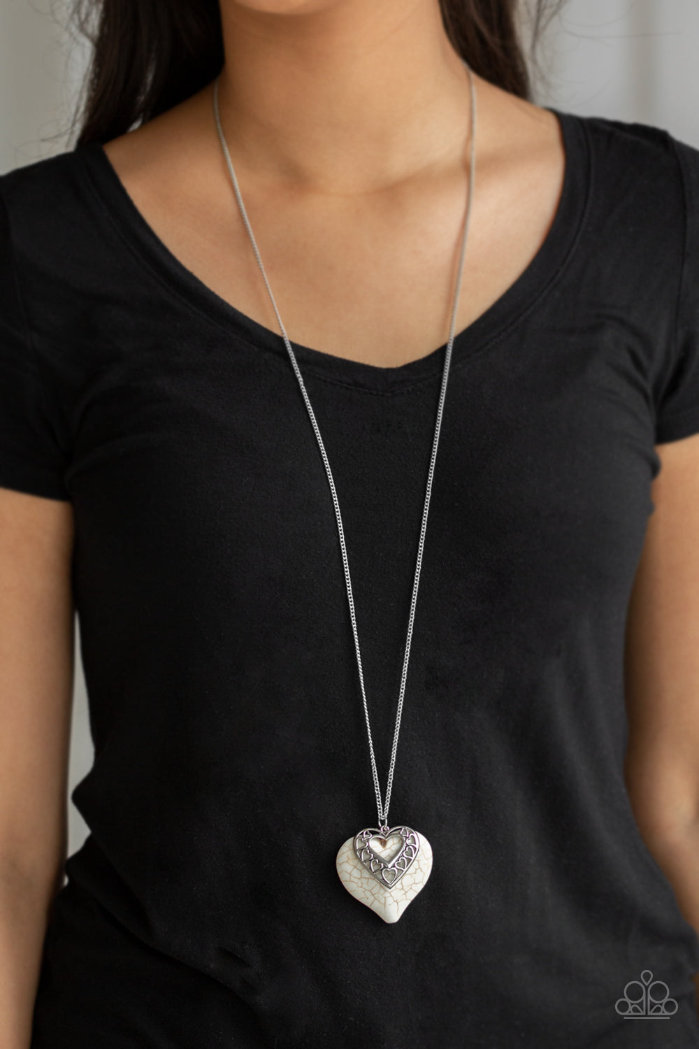 Paparazzi ♥ Southern Heart - White ♥  Necklace