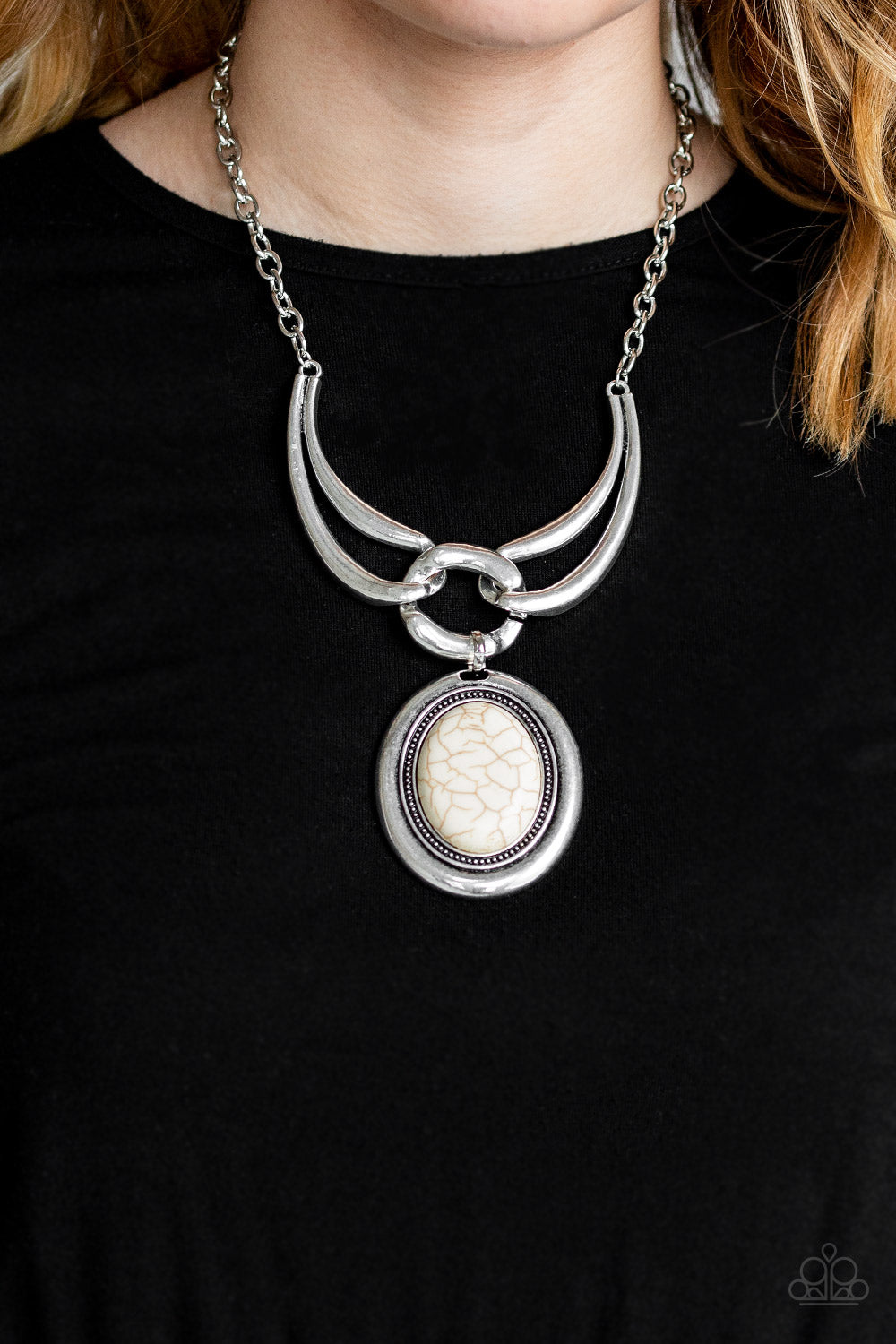 Paparazzi ♥ Divide and RULER - White ♥  Necklace