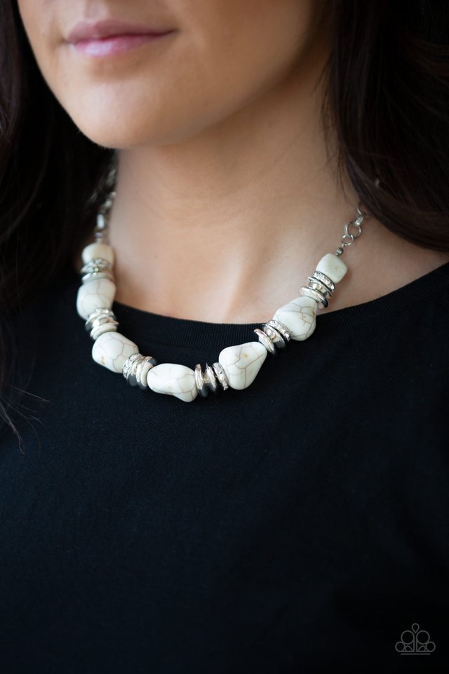 Paparazzi ♥ Stunningly Stone Age - White ♥ Necklace