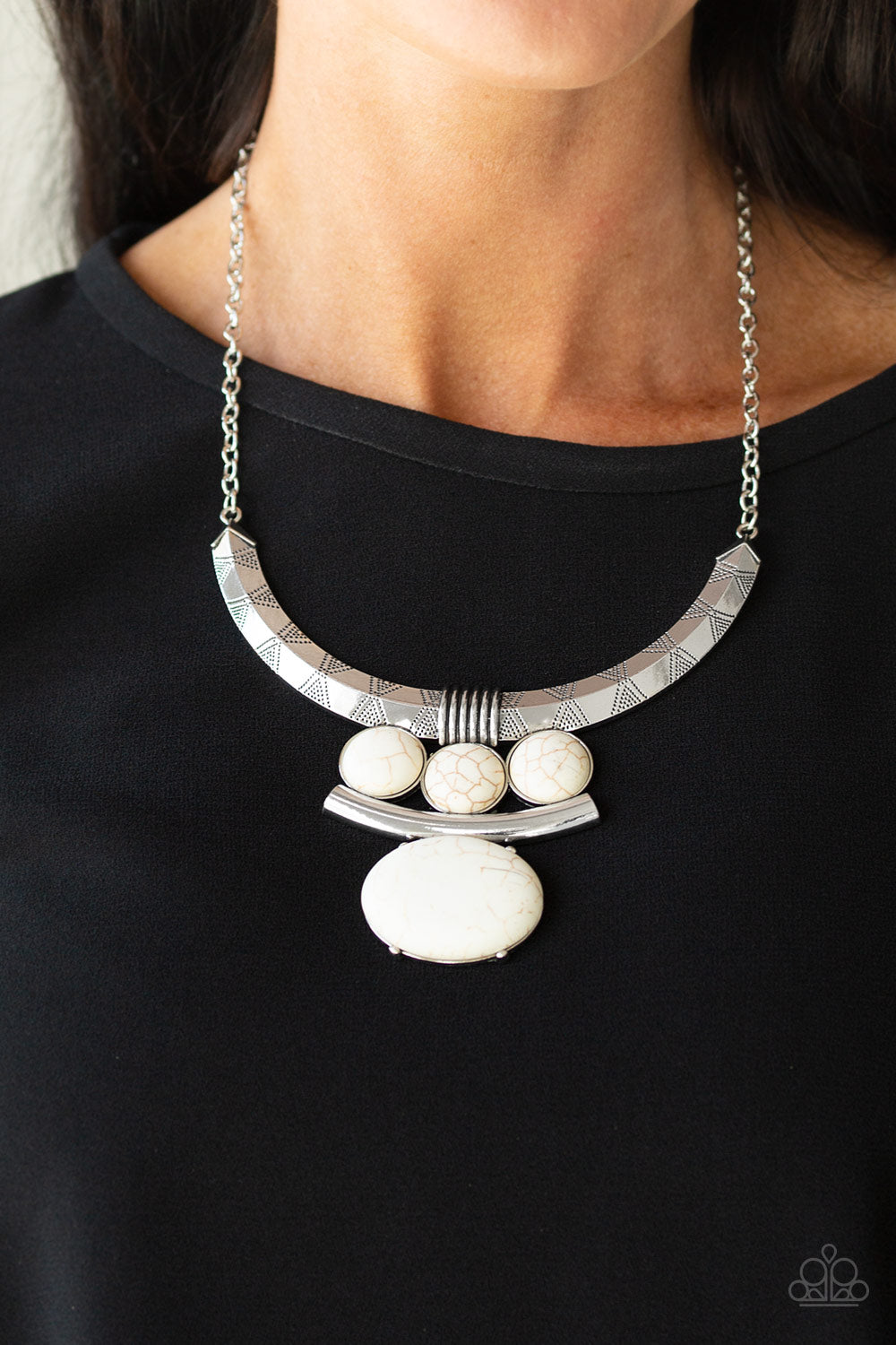 Paparazzi ♥ Commander In CHIEFETTE - White ♥  Necklace