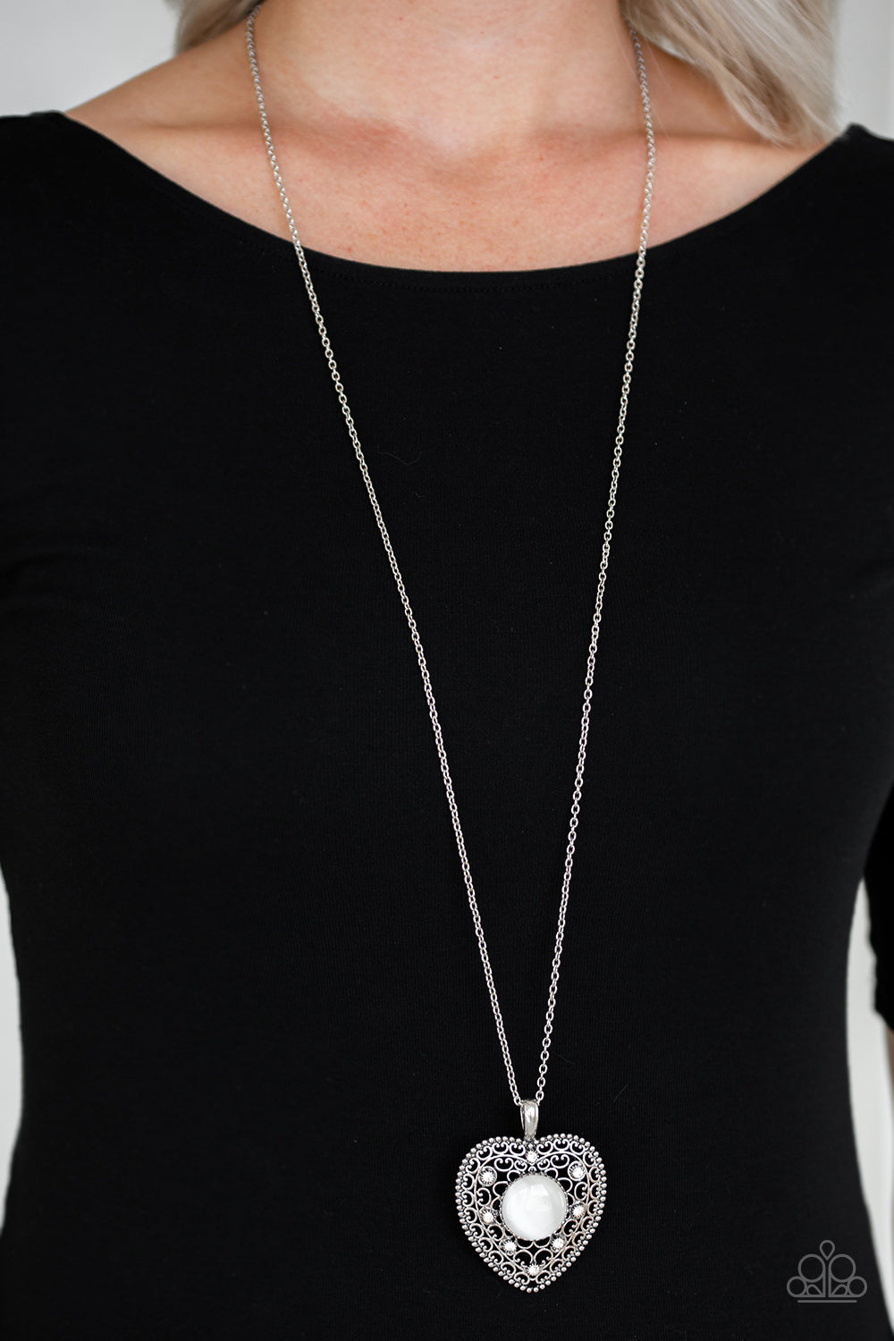 Paparazzi ♥ One Heart - White ♥  Necklace