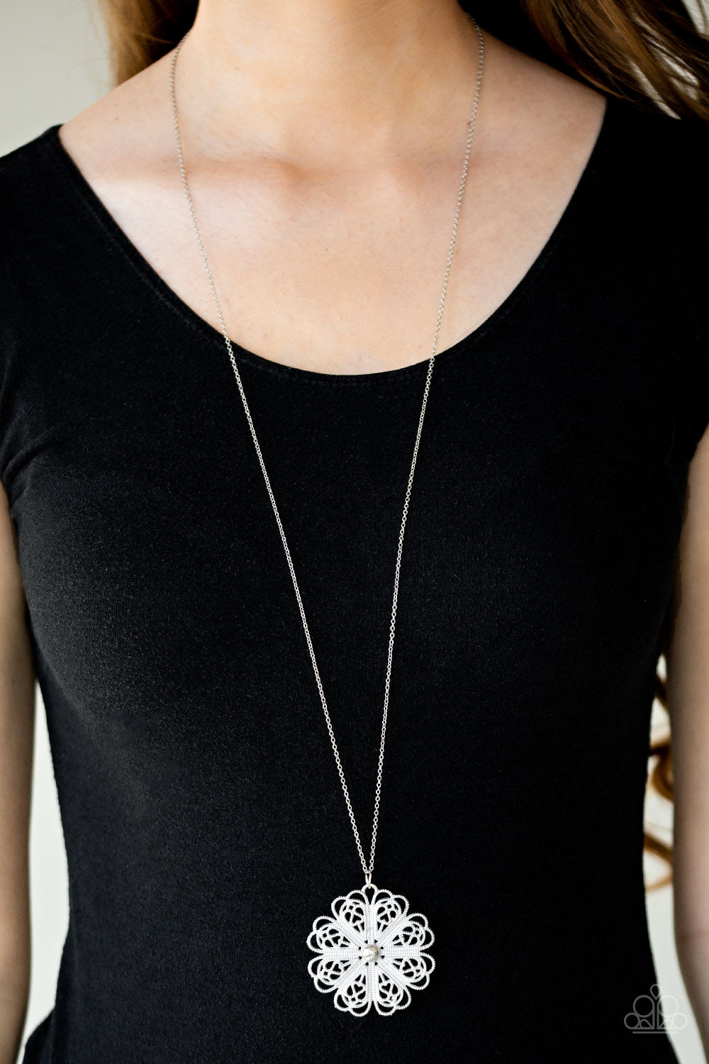 Paparazzi ♥ Spin Your PINWHEELS - White ♥  Necklace