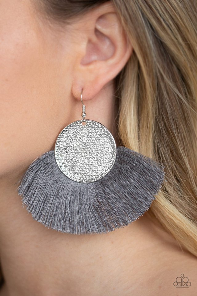 Paparazzi ♥ Foxtrot Fringe - Silver ♥ Earrings