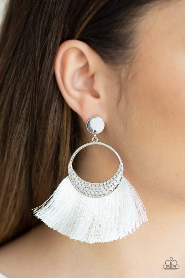 Paparazzi ♥ Spartan Spirit - White ♥ Post Earrings