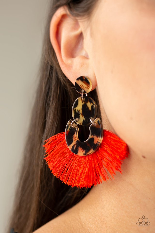 Paparazzi ♥ One Big Party ANIMAL - Red ♥ Post Earrings