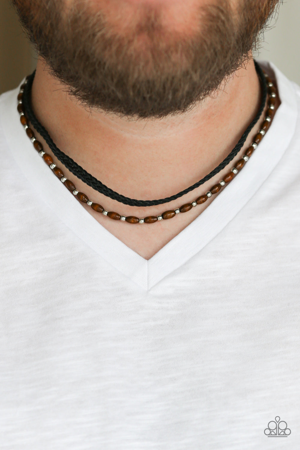 Paparazzi ♥ As Luck WOOD Have It - Black ♥  Mens Necklace