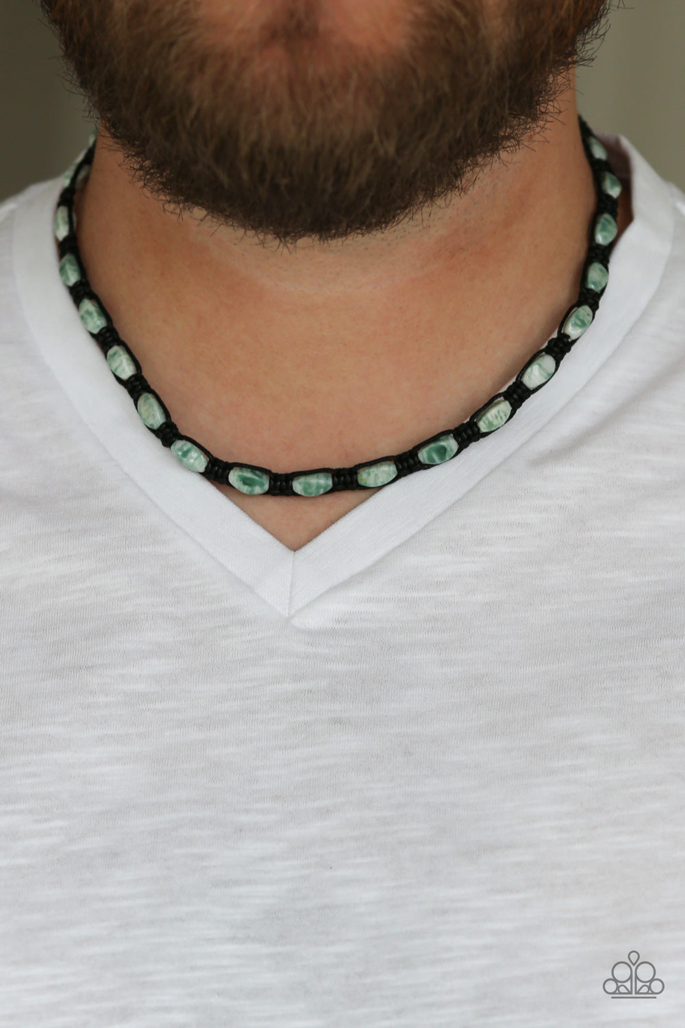 Paparazzi ♥ Slip and ROCKSLIDE - Green ♥  Mens Necklace