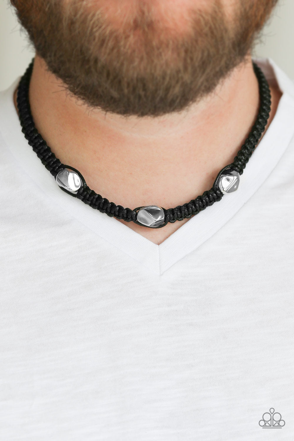 Paparazzi ♥ RIDERS Block - Black ♥  Mens Necklace