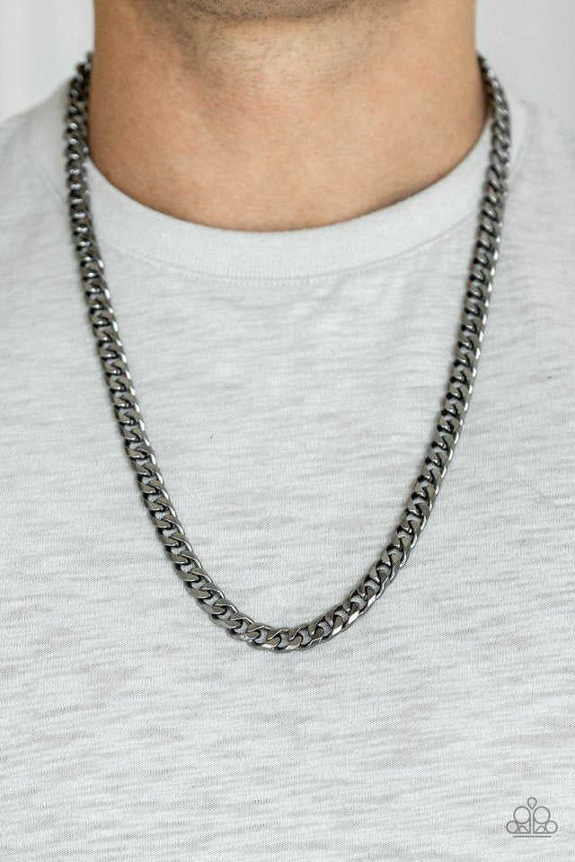 Paparazzi ♥ The Game CHAIN-ger - Black ♥ Mens Necklace