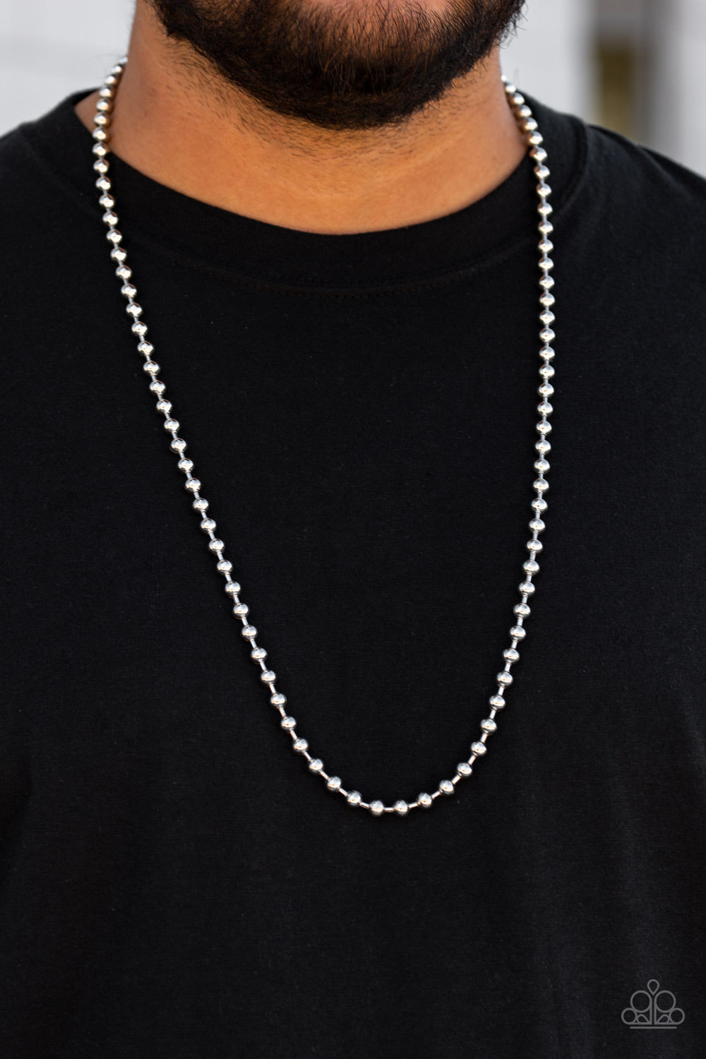 Paparazzi ♥ Mardi Gras Madness - Silver ♥  Mens Necklace