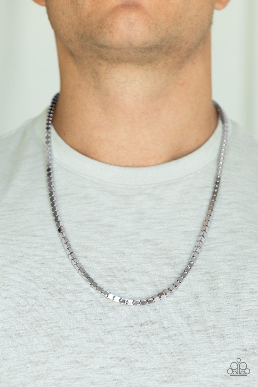 Paparazzi ♥ Boxed In - Silver ♥  Mens Necklace