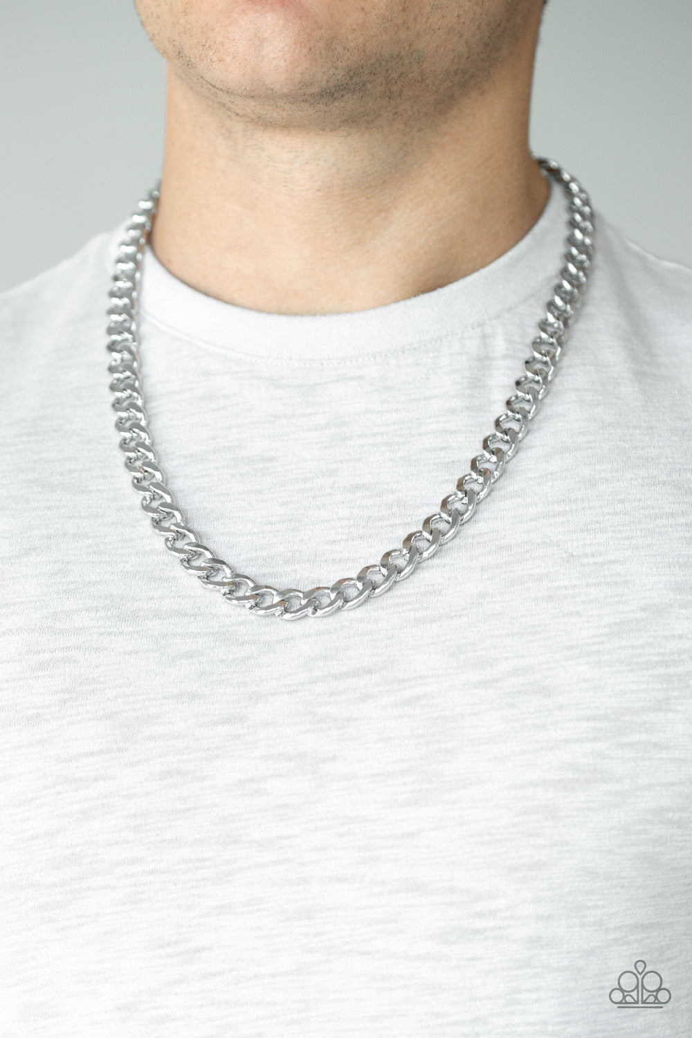 Paparazzi ♥ Alpha - Silver ♥  Mens Necklace