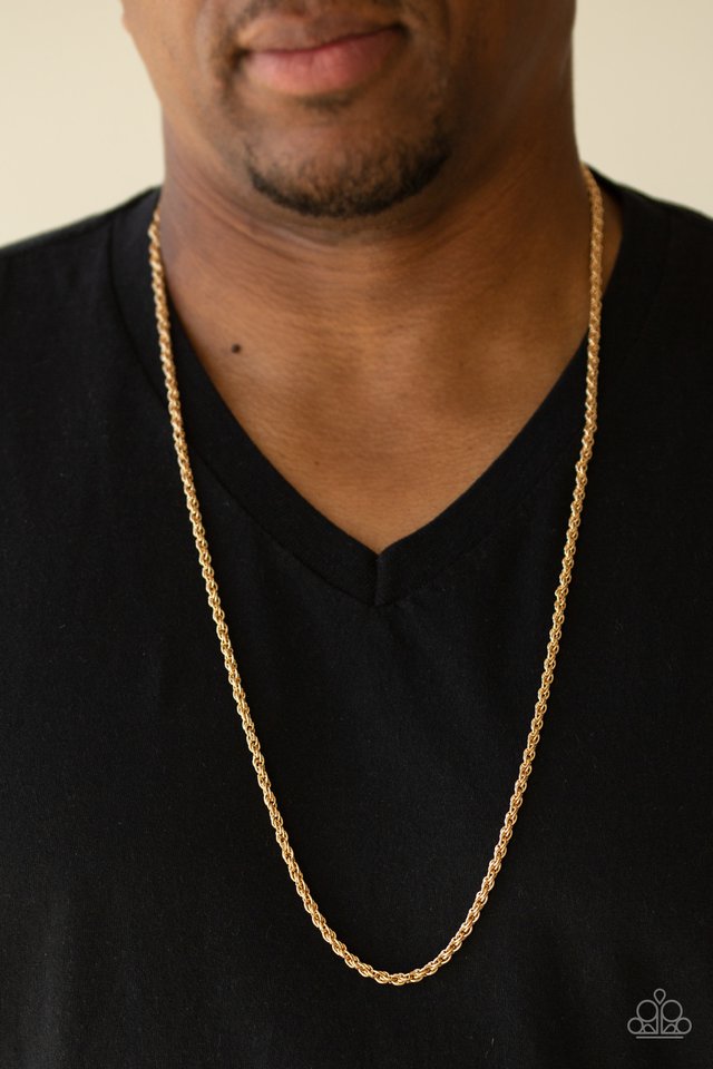 Paparazzi ♥ The Go-To Guy - Gold ♥ Mens Necklace
