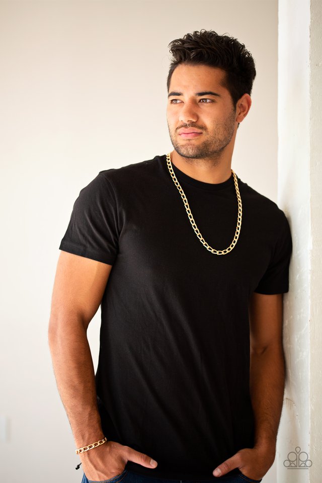 Paparazzi ♥ Big Win - Gold ♥ Mens Necklace