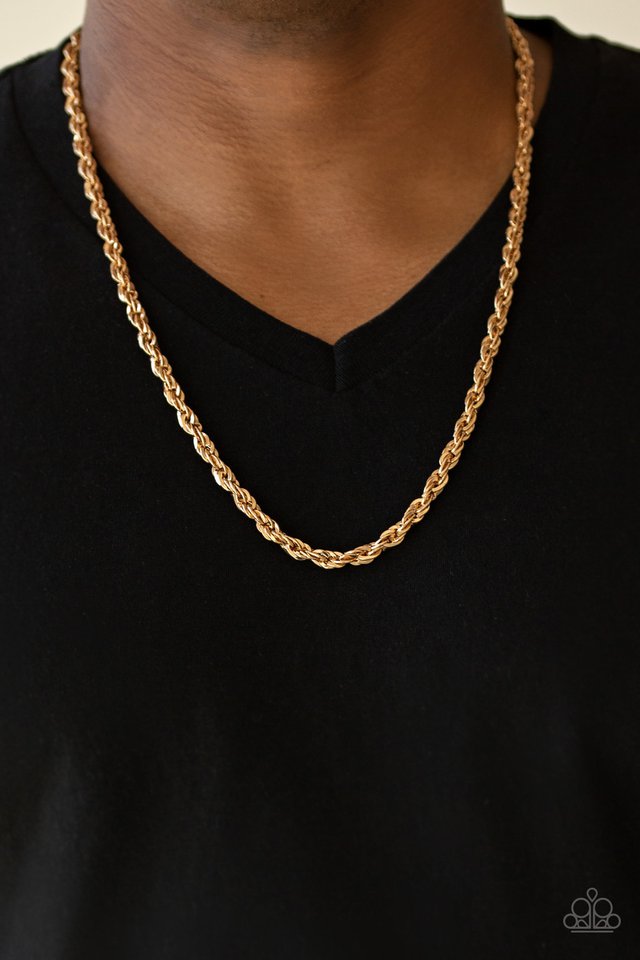 Paparazzi ♥ Instant Replay - Gold ♥ Mens Necklace