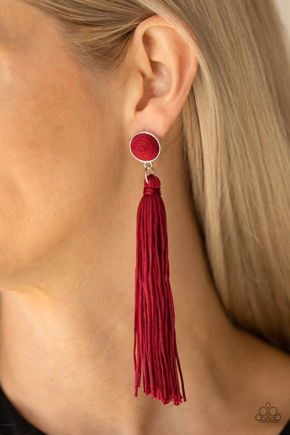 Paparazzi ♥ Tightrope Tassel - Red ♥  Post Earrings