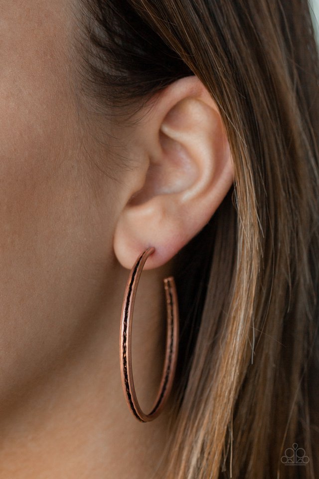 Paparazzi ♥ Texture Tempo - Copper ♥ Earrings