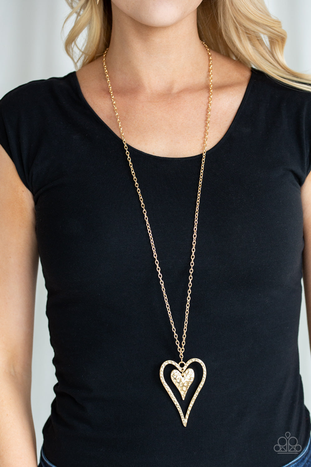 Paparazzi ♥ Hardened Hearts - Gold ♥  Necklace