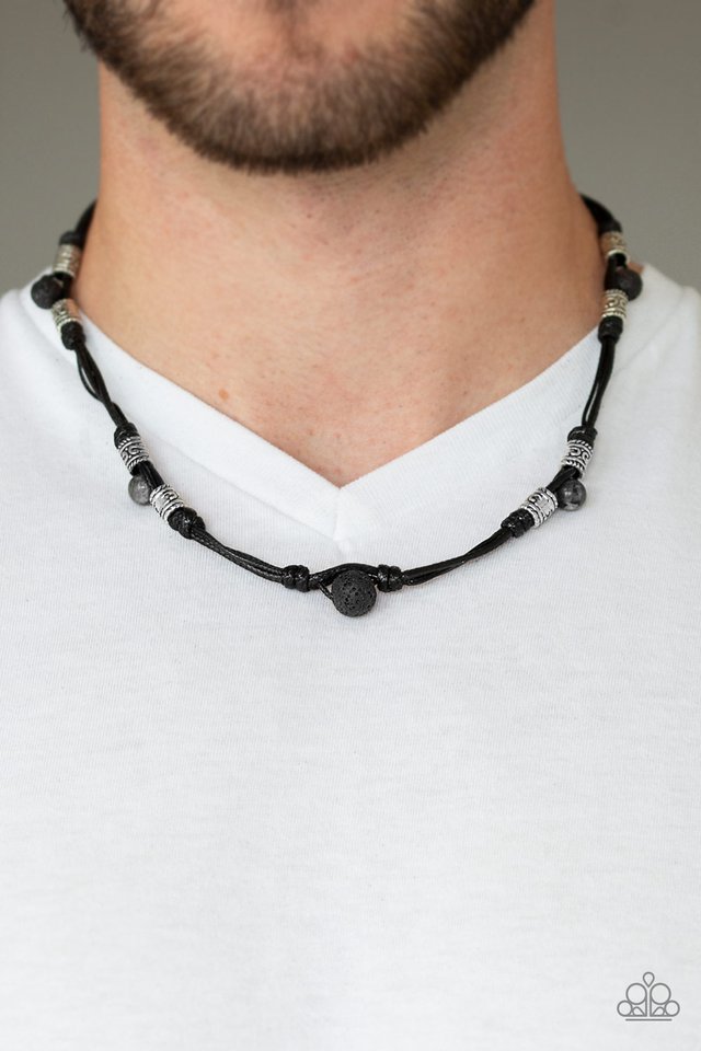 Paparazzi ♥ Tiki Throwback - Black ♥ Mens Necklace