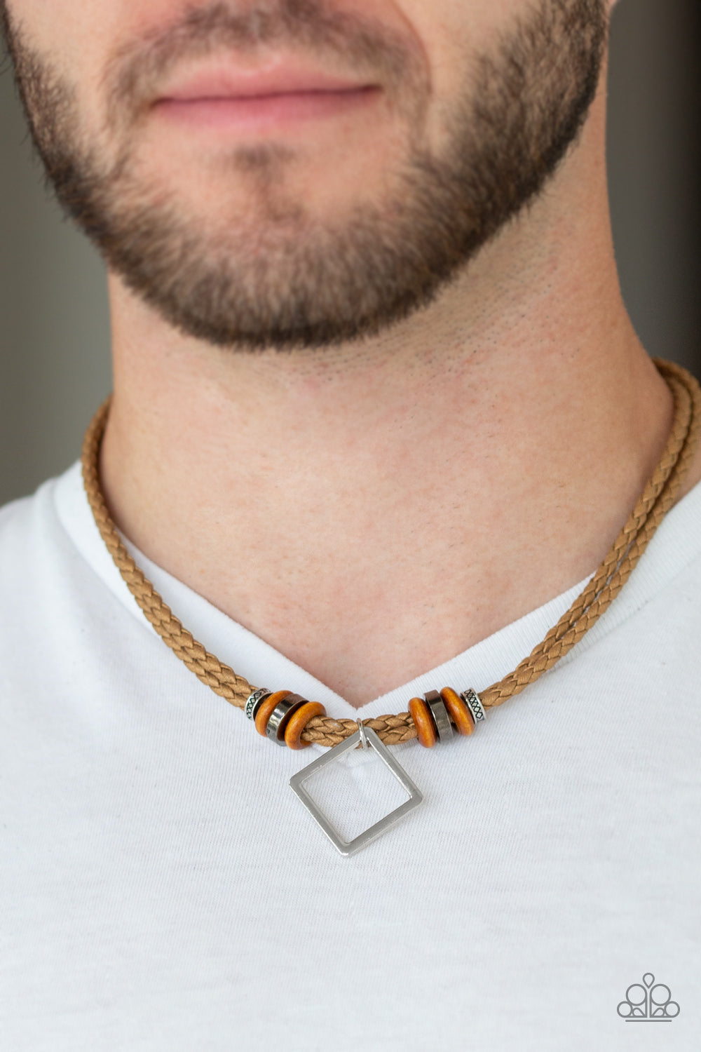 Paparazzi ♥ Pier Square - Brown ♥  Mens Necklace