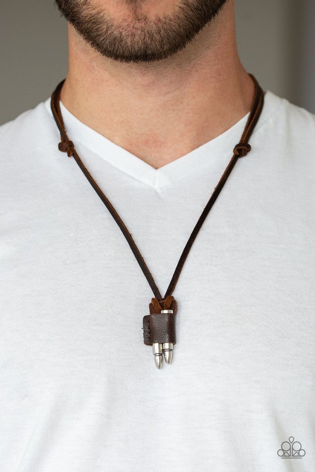 Paparazzi ♥ Dodge a Bullet - Brown ♥ Mens Necklace