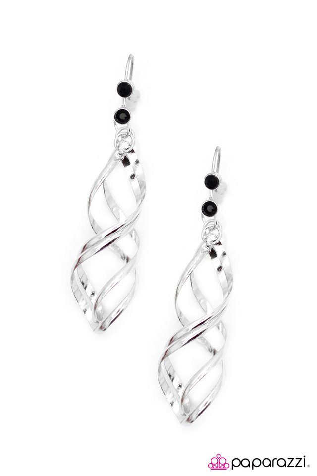 Paparazzi ♥ My Better Half - Black ♥ Earrings