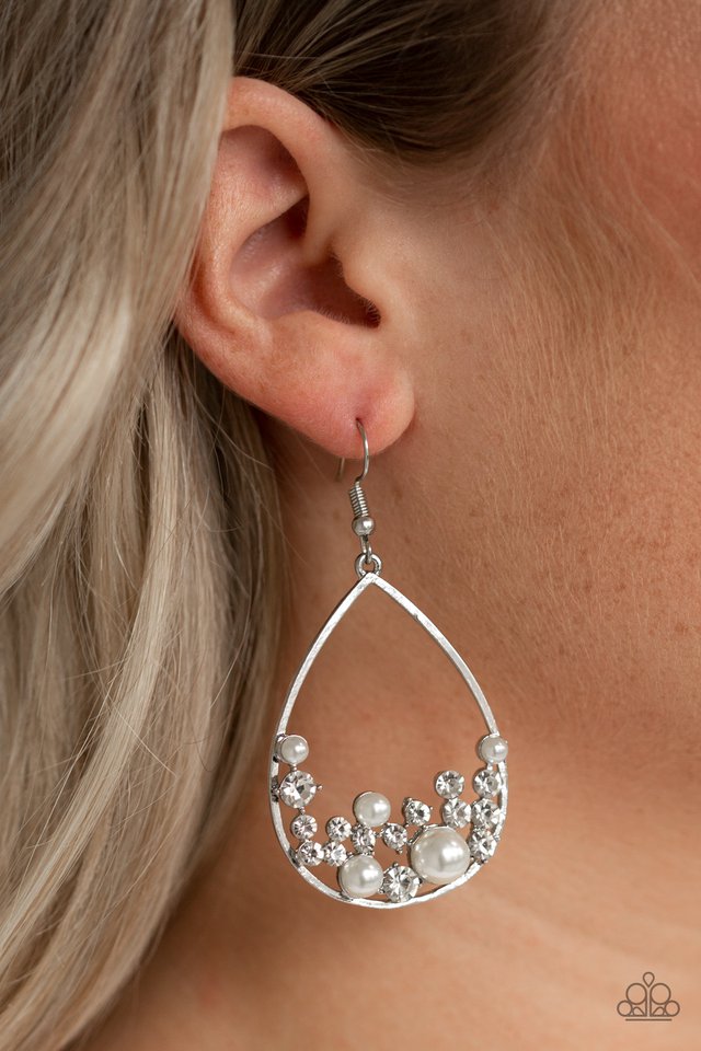 Paparazzi ♥ Town Car - White ♥ Earrings
