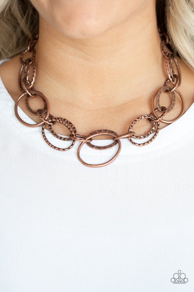 Paparazzi ♥ Bend OVAL Backwards - Copper ♥ Necklace