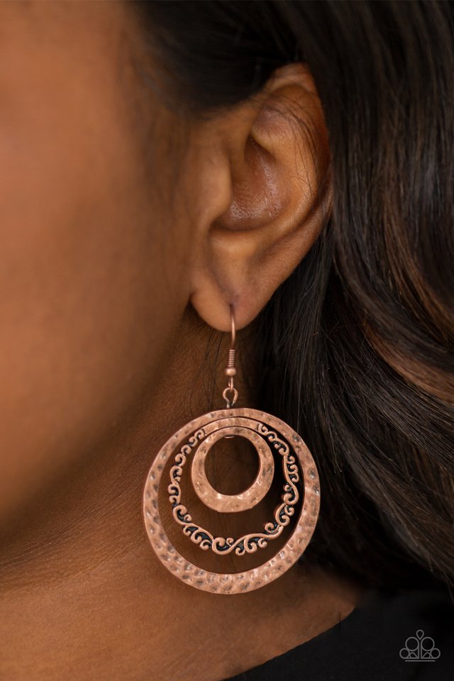 Paparazzi ♥ Out Of Control Shimmer - Copper ♥ Earrings
