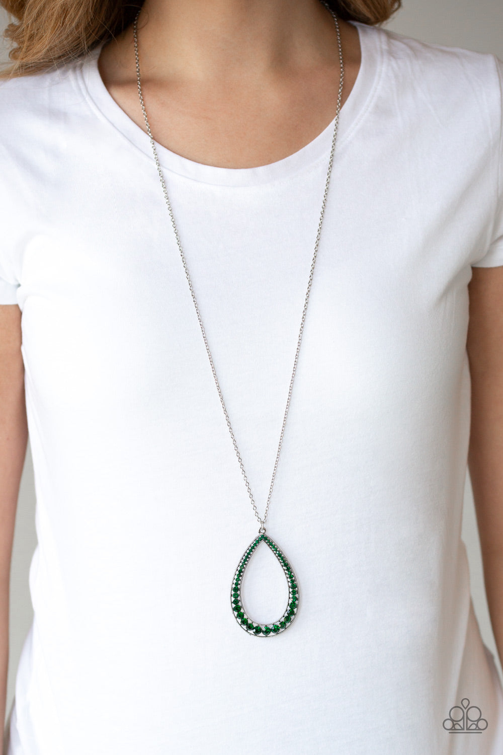 Paparazzi ♥ Big Ticket Twinkle - Green ♥  Necklace