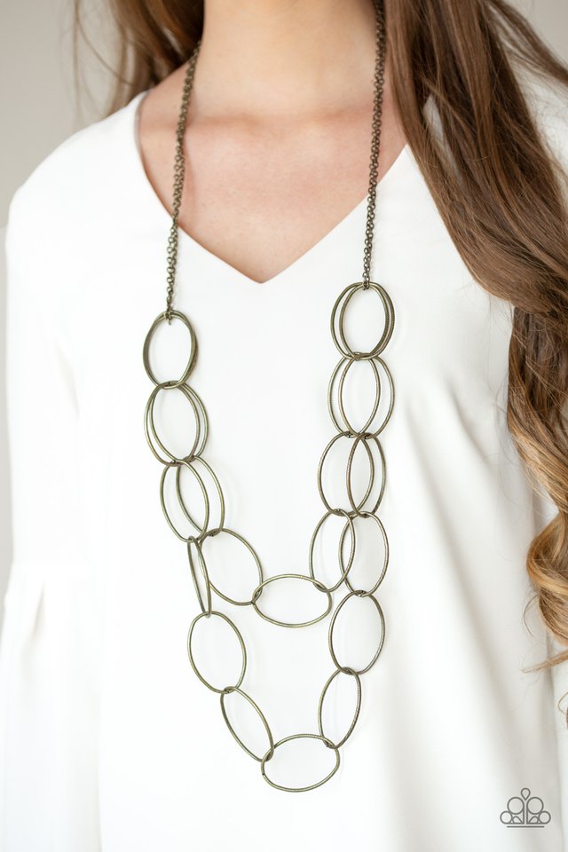 Paparazzi ♥ Move On OVAL! - Brass ♥ Necklace