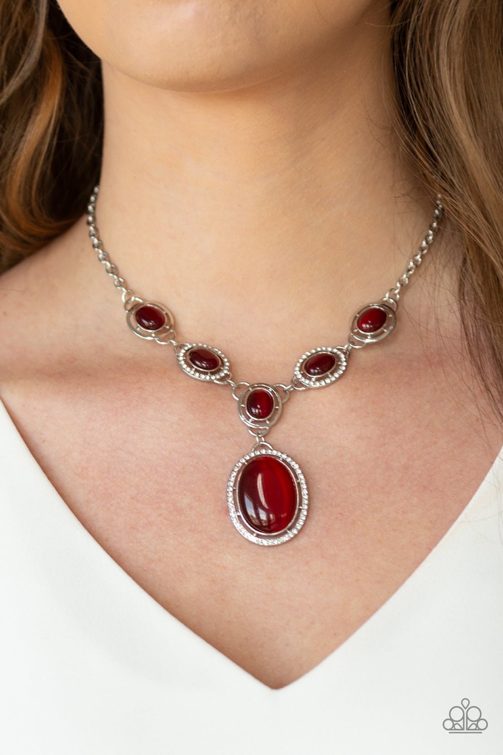 Paparazzi ♥ Metro Medallion - Red ♥  Necklace