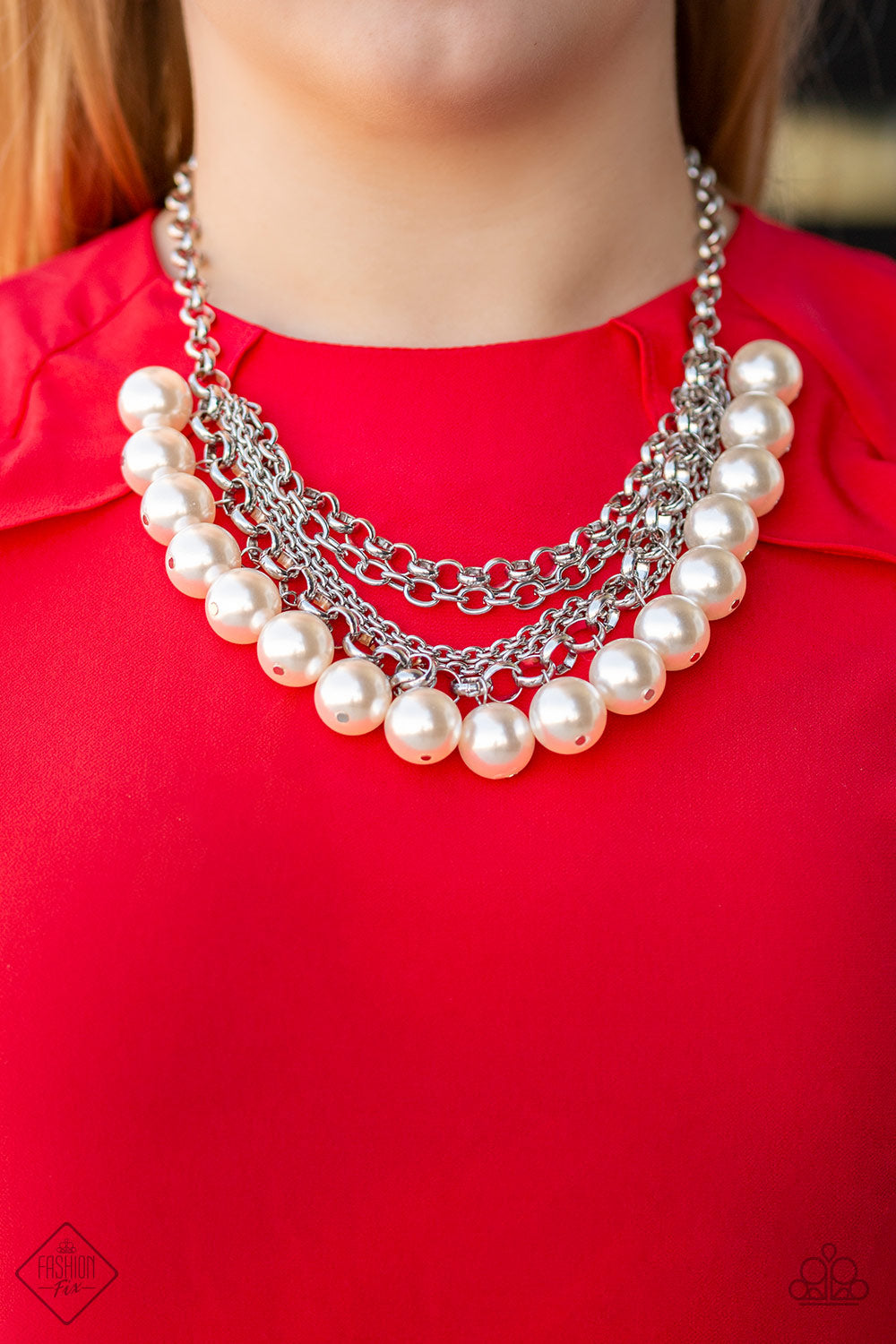 Paparazzi ♥ One-Way WALL STREET - White ♥  Necklace