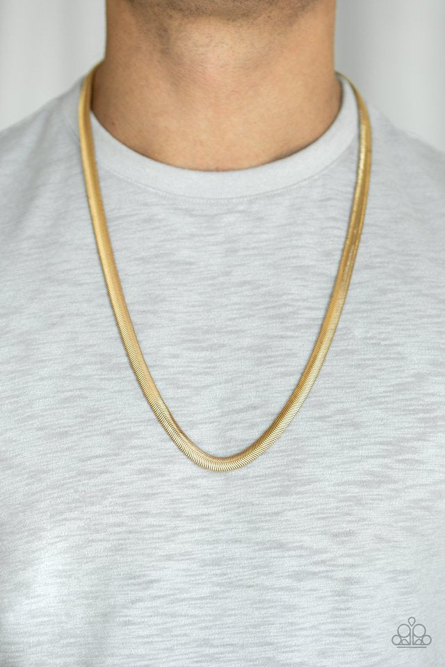 Paparazzi ♥ Kingpin - Gold ♥ Mens Necklace