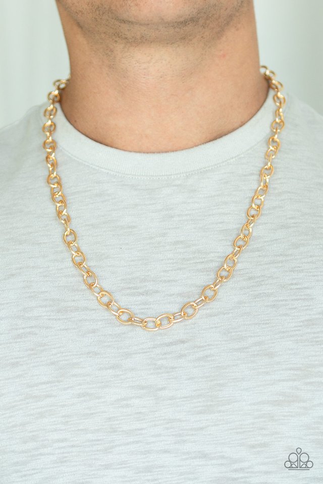 Paparazzi ♥ Courtside Seats - Gold ♥ Mens Necklace