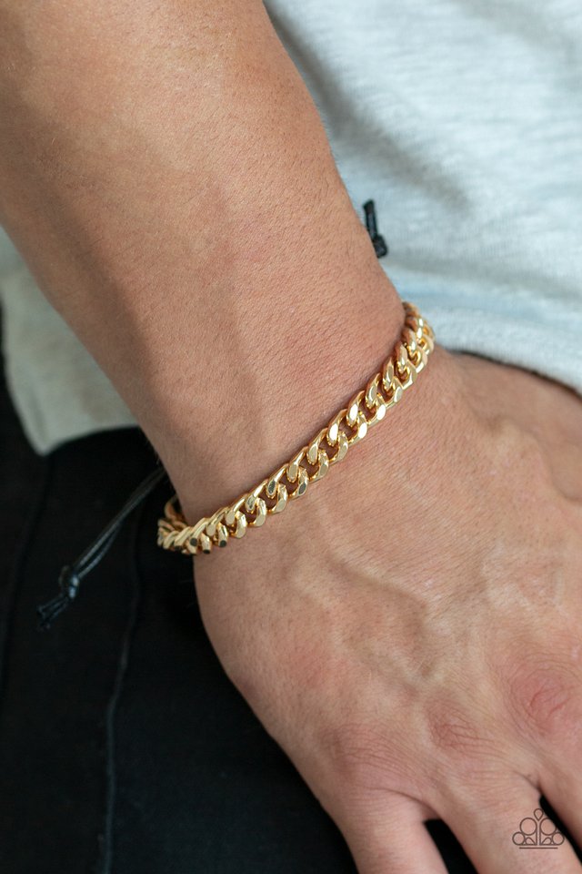 Paparazzi ♥ Throwdown - Gold ♥ Mens Bracelet