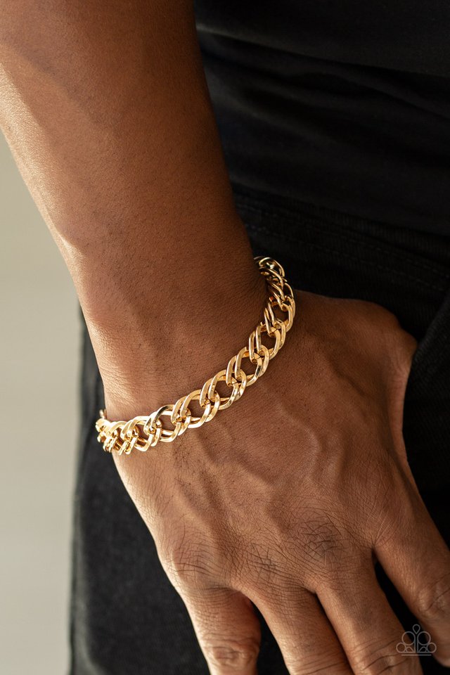 Paparazzi ♥ On The Ropes - Gold ♥ Mens Bracelet
