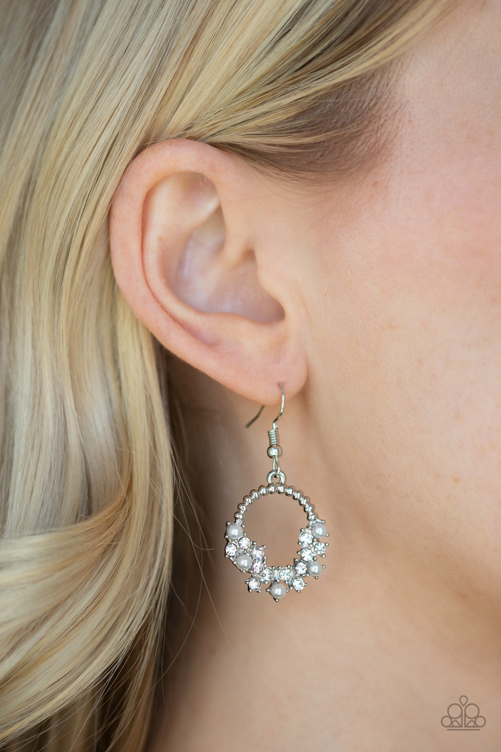Paparazzi ♥ Refined Razzle - White ♥  Earrings