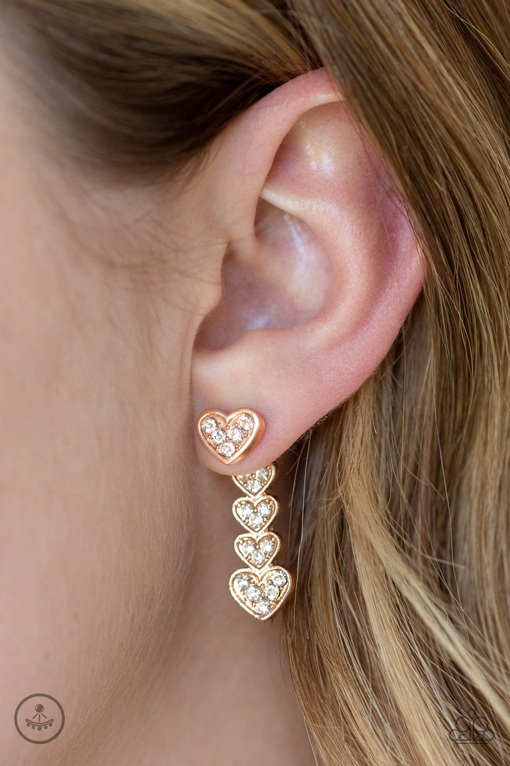 Paparazzi ♥ Heartthrob Twinkle - Rose Gold ♥  Post Earrings