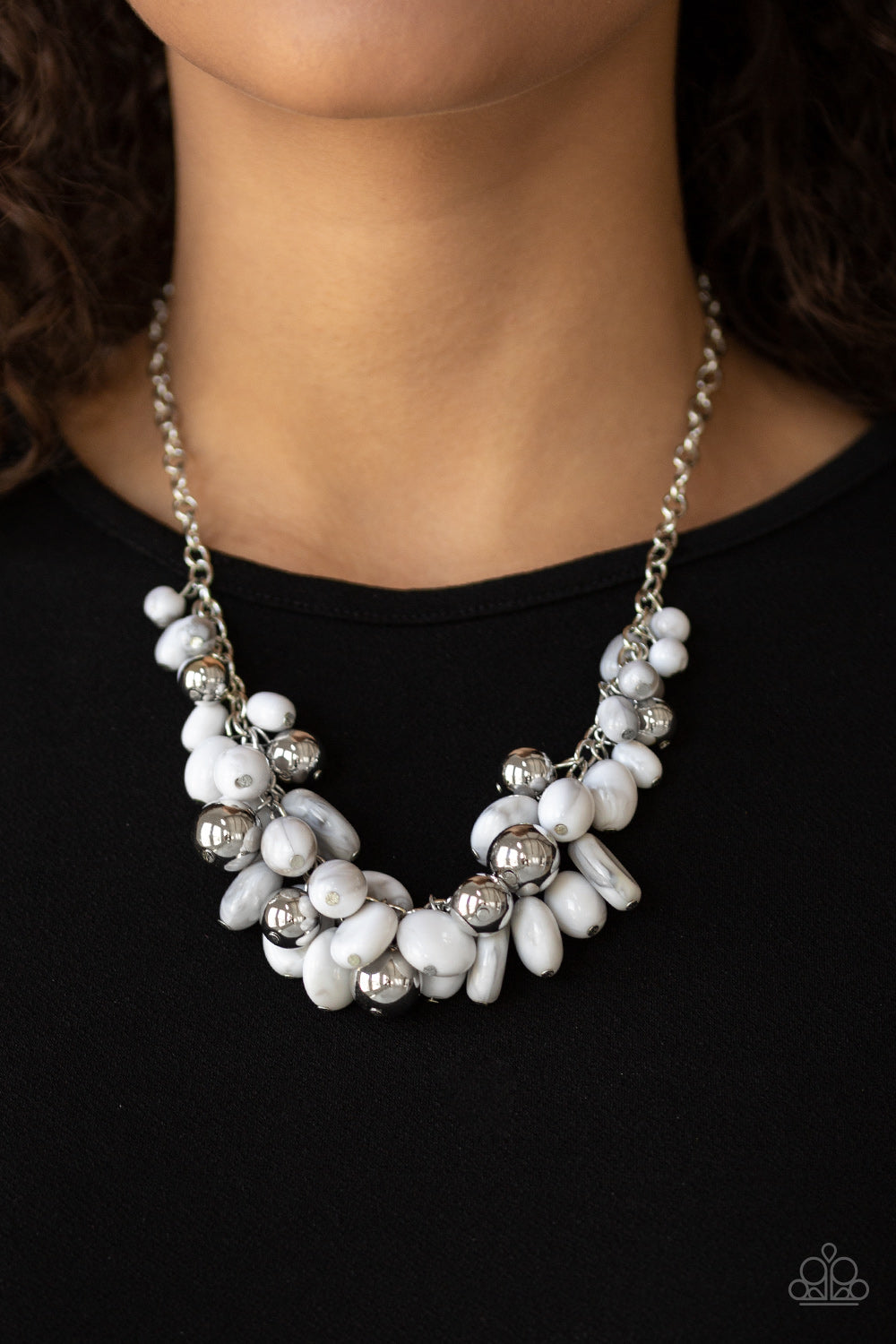 Paparazzi ♥ Full Out Fringe - White ♥  Necklace