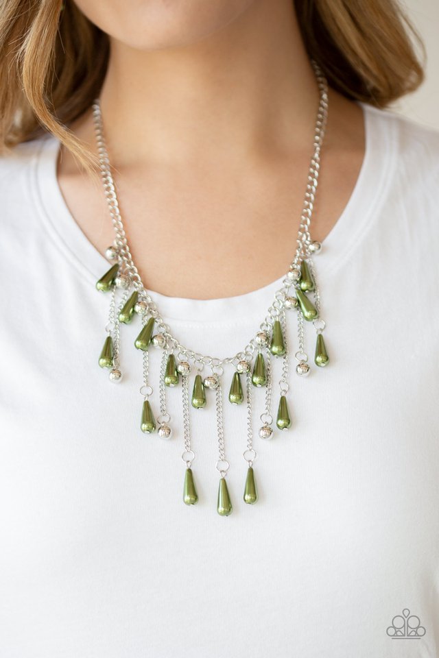Paparazzi ♥ Fleur de Fringe - Green ♥ Necklace
