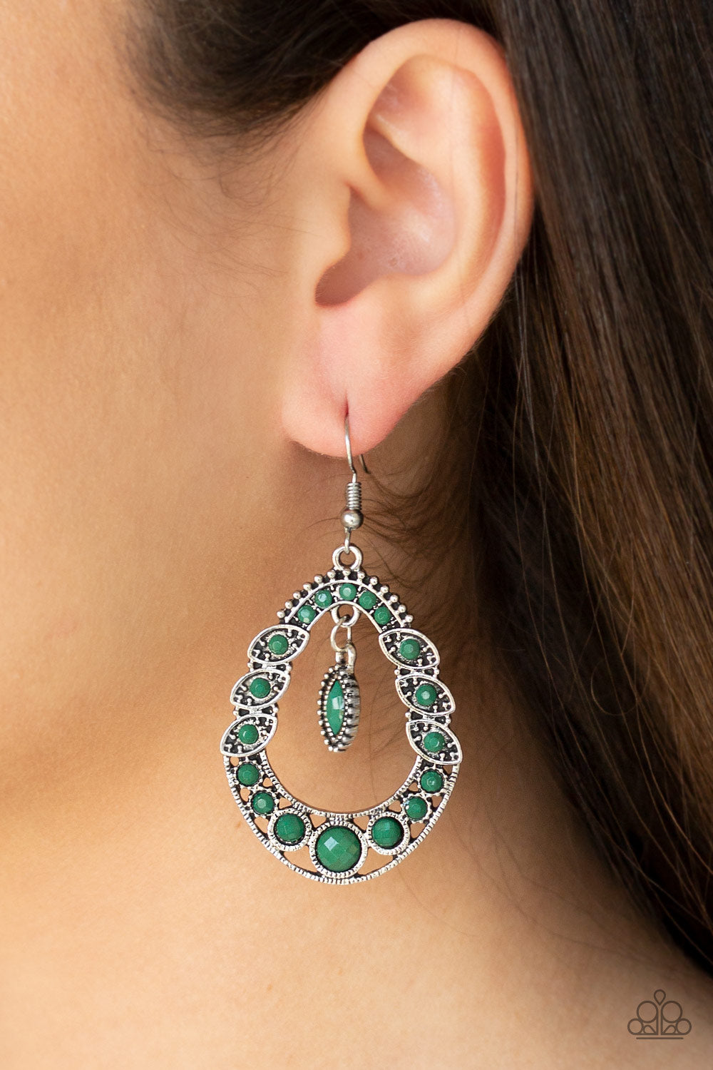 Paparazzi ♥ Malibu Mardi Gras - Green ♥  Earrings